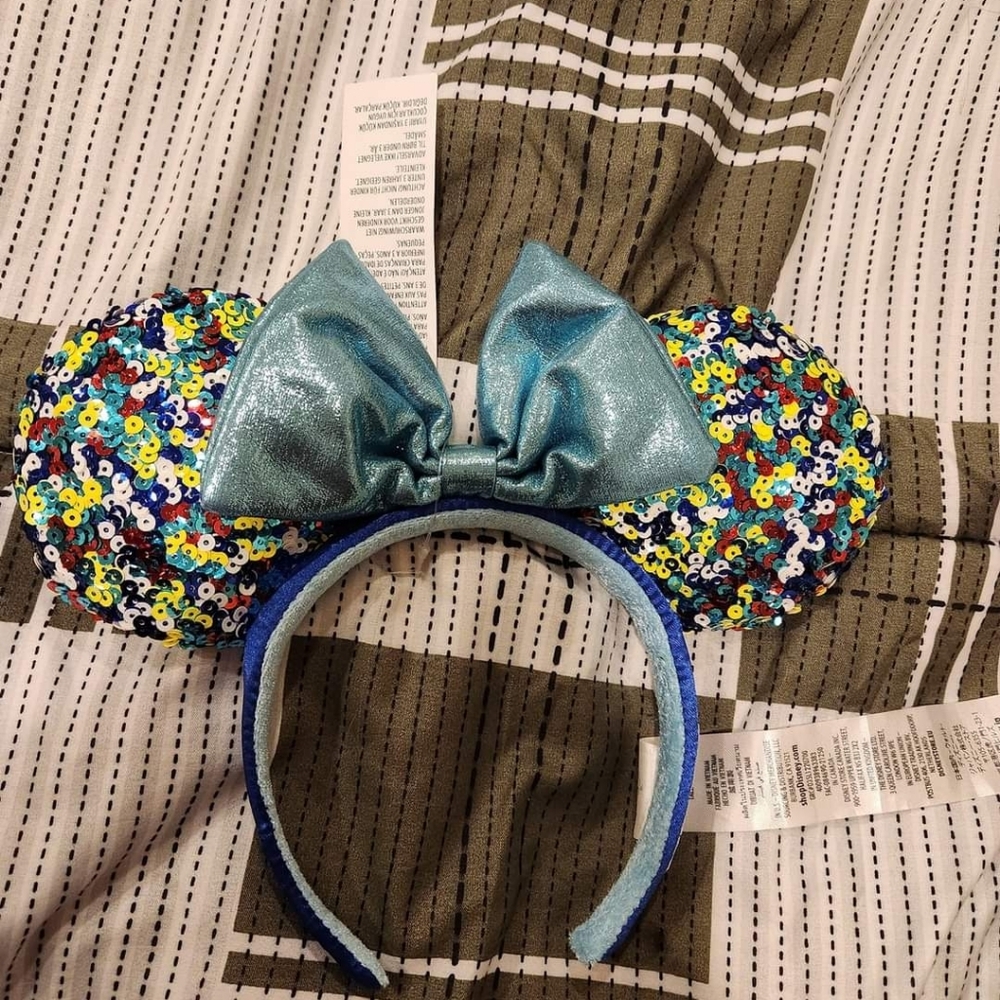 Rainbow Colored Sequins Disney Parks Minnie Mouse Ears